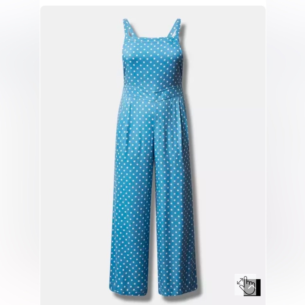 New! Torrid 3‎ Short Blissful Blue Dot Wide Leg Stretch Crepe Jumper 3X